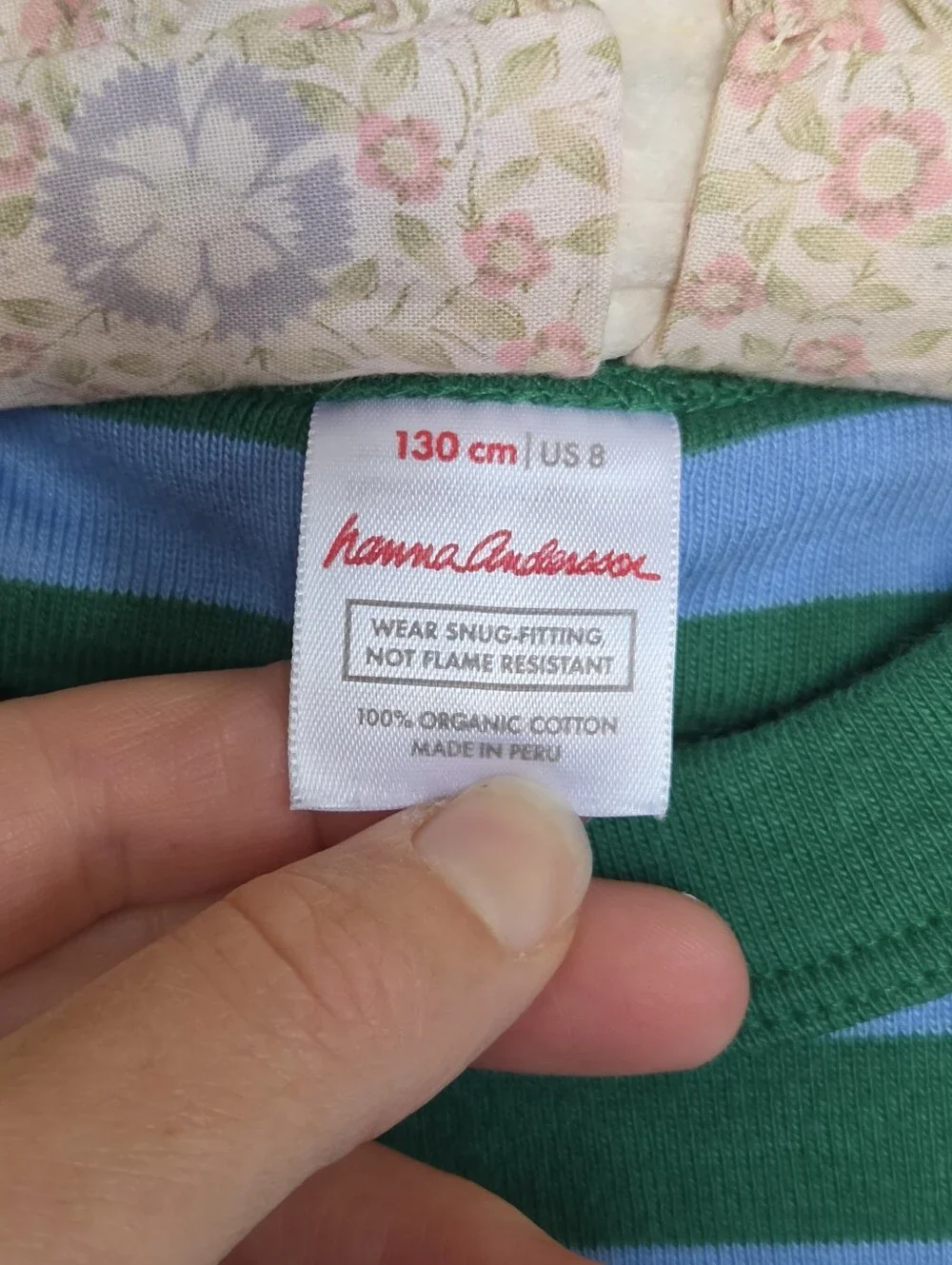 Hanna Andersson Green and Blue Striped Two-Piece Pajama Set